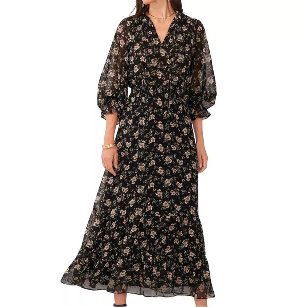NWT Vince Camuto Women's 3/4-Sleeve Ruffled Smocked Dress Size XL